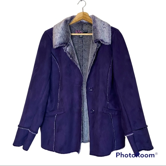 Peck & Peck Jackets & Blazers - NWOT Peck & Peck Purple Faux Fur Faux Suede Coat